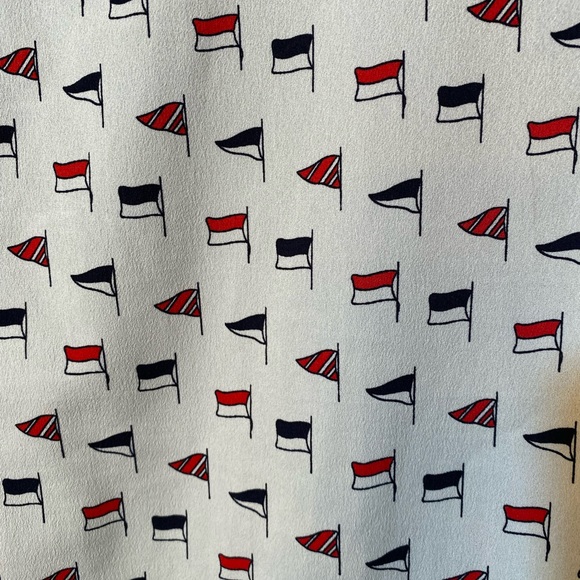Talbots Ivory Blue & Red Sail nautical Flag Blouse - Picture 14 of 15